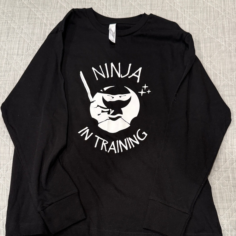 Ninja In Training Black Long Sleeve Tee, Youth Medium, never worn